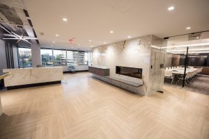 Health Management Associates common area with fireplace